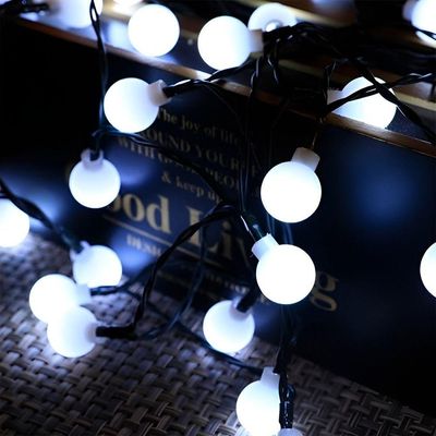 Grinalda Cordão Luzes Solares Jardim Bolas Branca 20 Leds