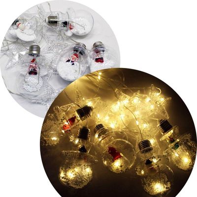 Varal Pisca Decoração Bolas E Estrelas Natal Leds Amarelo 3m