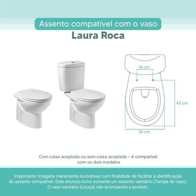 Assento Sanitário Tampa De Vaso Branco Mdf Laqueado Laura Para Bacia Roca