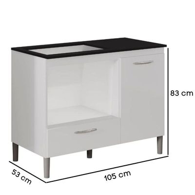 Balcão Para Cooktop Armário De Cozinha Compacta Com Tampo Branco