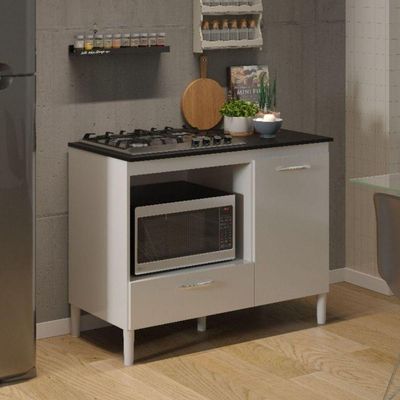 Balcão Para Cooktop Armário De Cozinha Compacta Com Tampo Branco