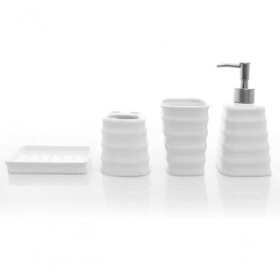 Kit 4pçs Banheiro Lavabo Luxo Modelagem 3d Cerâmica Premuim