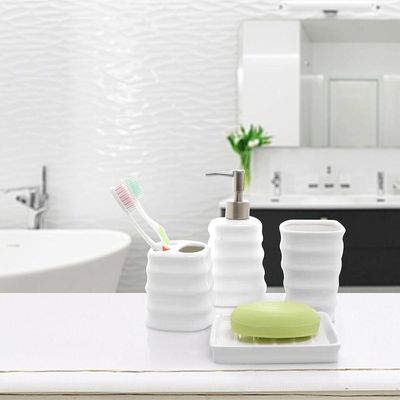 Kit 4pçs Banheiro Lavabo Luxo Modelagem 3d Cerâmica Premuim
