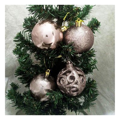 Bola De Natal Rose Gold Misto 6cm - 9 Unidades