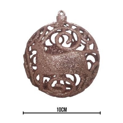 Bola De Natal Rose Rena Mista 10cm - 6 Unidades