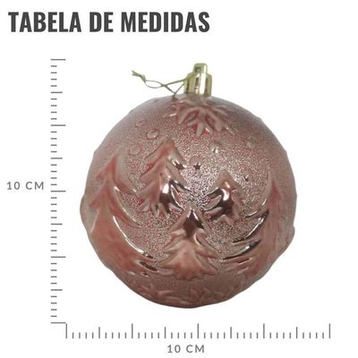 Bola De Natal Rose Rena Mista 10cm - 6 Unidades