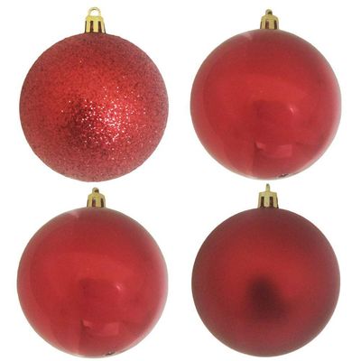 Bola De Natal Vermelha Kit Misto 8cm - 6 Unidades