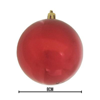 Bola De Natal Vermelha Kit Misto 8cm - 6 Unidades