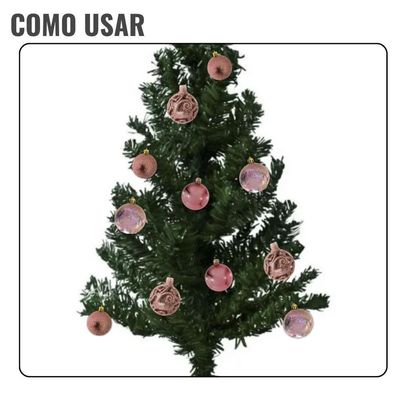 Bola De Natal Rose Misto 6cm - 9 Unidades
