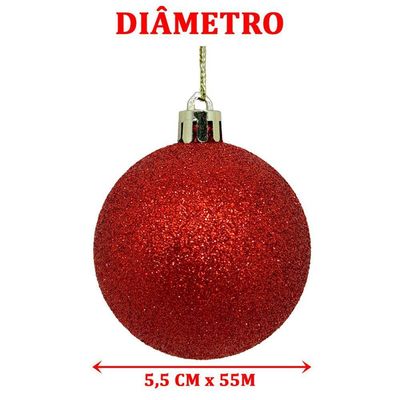 Kit 36 Bolas Natalino Enfeite árvore Natal Vermelho Glitter