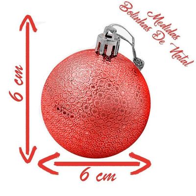Kit 36 Bolas Enfeite Natalino árvore Natal 60mm Vermelho