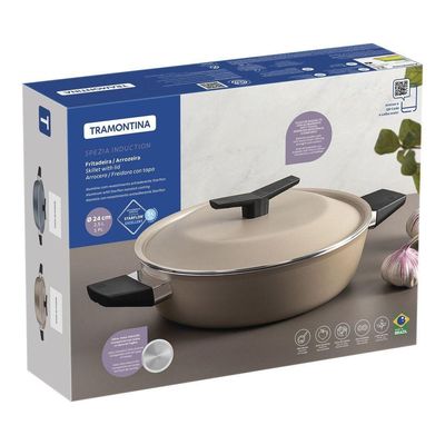 Arrozeira Tramontina Spezia Indução Alumínio Antiaderente Starflon Excellent Areia 24 Cm Tramontina
