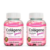 Kit 2 Colágeno Femme Maxinutri Vitaminas E Zinco 90 Cápsulas