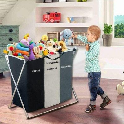 Cesto De Roupas Multiuso Com 3 Compartimentos