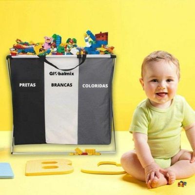 Cesto De Roupas Multiuso Com 3 Compartimentos