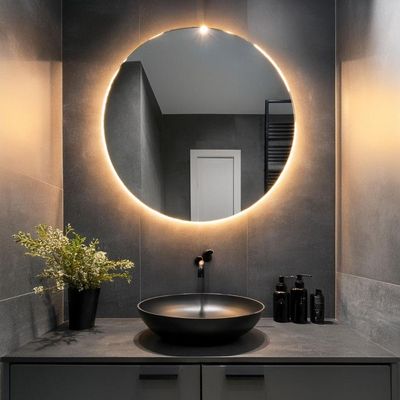 Espelho Redondo Com Iluminação Led Branco Quente - 3000k - 80x80 Cm