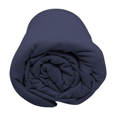 Lençol Com Elástico Queen Portallar Malha 100% Algodão Liso Linha Casa Azul Profundo