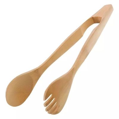 Pegador De Saladas Pinça Em Bambu Multiuso 21cm