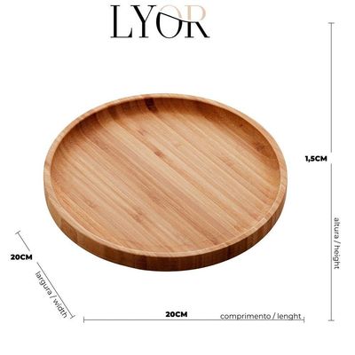 Kit Com 2 Bandejas De Bambu Redonda Petisqueira Decorar 20cm