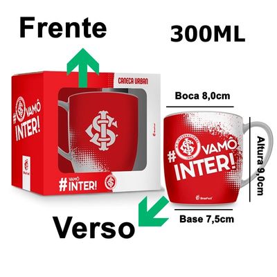 Caneca Porcelana Premium BrasFoot # Vamô Inter 300 ML Urban Licenciada Branco