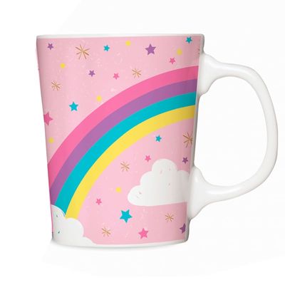 Caneca Porcelana Premium BrasFoot Bichinhos 280 ML Unicórnio Branco