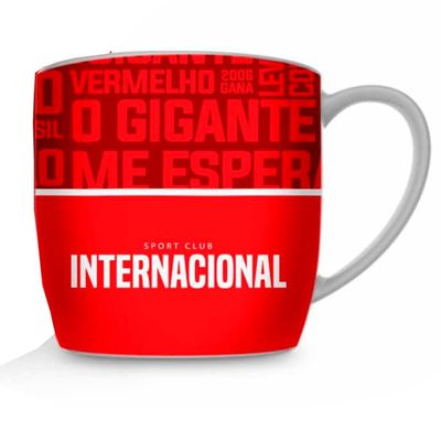 Caneca Porcelana Premium BrasFoot Inter 02 300 ML Urban Licenciada Branco