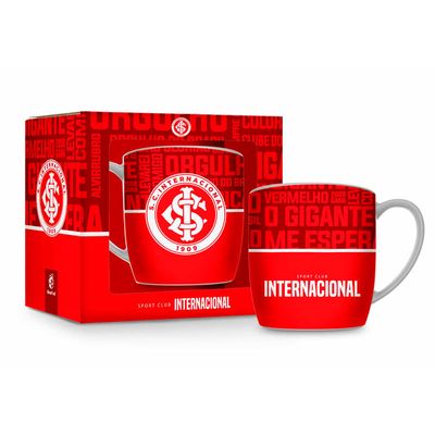 Caneca Porcelana Premium BrasFoot Inter 02 300 ML Urban Licenciada Branco