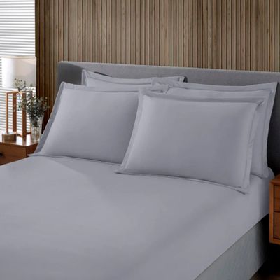 Jogo de Cama Buettner Solteiro King Malha 100% Algodão Liso 2 Peças Image Cinza