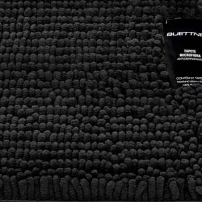Tapete Buettner Microfibra Antiderrapante Chenille Ginko 60cmx90cm Preto