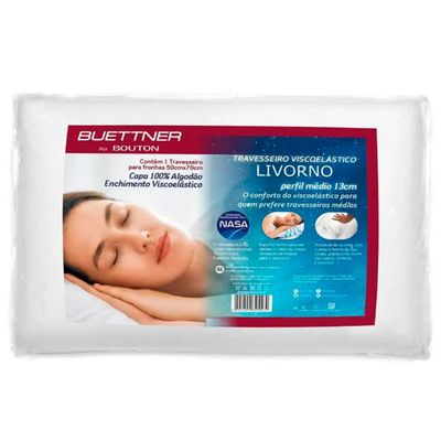 Travesseiro Buettner Perfil Médio Livorno 50cm x 70cm Branco