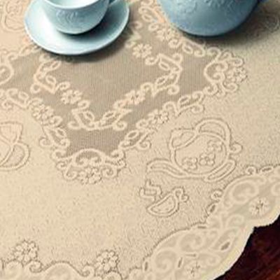 Toalha Centro de Mesa Renda Interlar Portuguesa Bule 80cm x 80cm Marfim