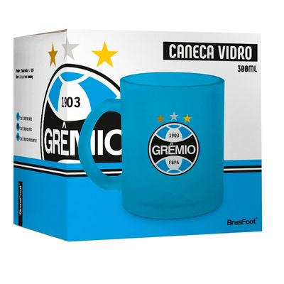Caneca Vidro Diamond BrasFoot Gremio 300 ML Licenciada Azul