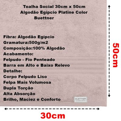 Toalha Social Buettner Platine Algodão Egípcio Color 30x50cm Bege