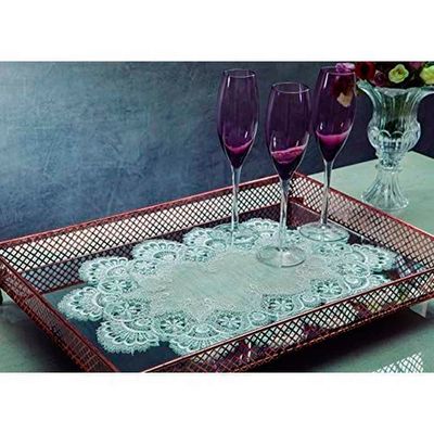 Centro para Mesa Jolitex Rendado Istambul Bege/Branco 0,30cmx 0,45m Branco