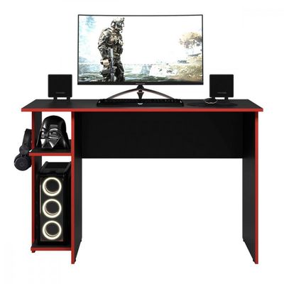 Escrivaninha Para Escritório Ou Gamer Preto E Vermelho Qmovi