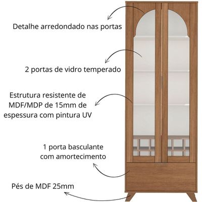 Cristaleira Com Adega Artely Murano Cinamomo Off White