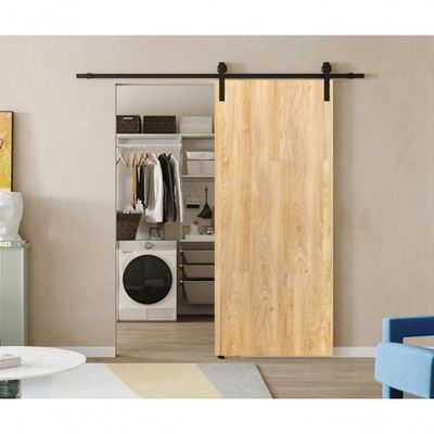 Porta Celeiro De Correr Verniz Kit Preto 210x70