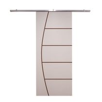 Porta De Correr Branco Prime Frisada Kit Alumínio F04 - 210x80