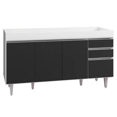 Armário De Cozinha Modulado De Canto 7 Peças Cp22 Balcão Sem Tampo Branco/preto - Lumil