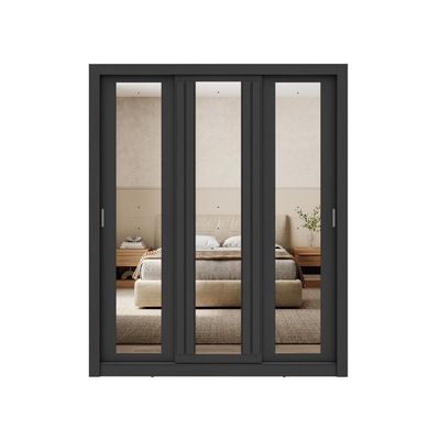Guarda Roupa Casal 3 Portas Doha Prime 2 Gavetas Carraro Ripado Preto Touch