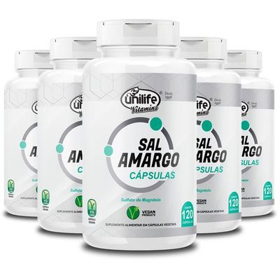 Kit 5 Sal Amargo Unilife 120 Cápsulas 850mg