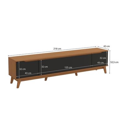Rack Kappesberg 3 Portas Canela/preto Fosco 218cm