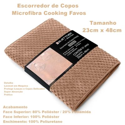 Escorredor de Copos Buettner Microfibra 80% Poliéster/20% Poliamida Cooking Favos 23cm x 48cm Bege