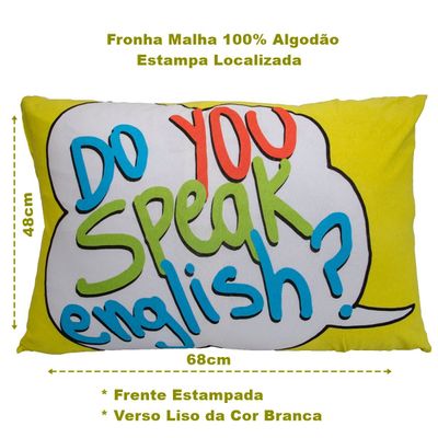 Fronha Portallar Malha 100% Algodão Estampa Localizada English 48cmx68cm Branco