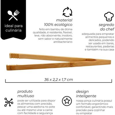 Kit Com 2 Pegadores Culinários Multiuso Em Bambu 36cm E 22cm