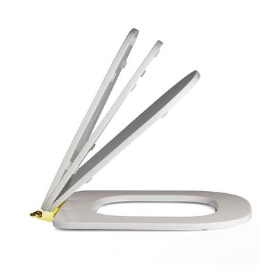 Assento Poliester Soft Close Antimicrobiano Piano Branco Para Vaso Deca Com Ferragem Dourada