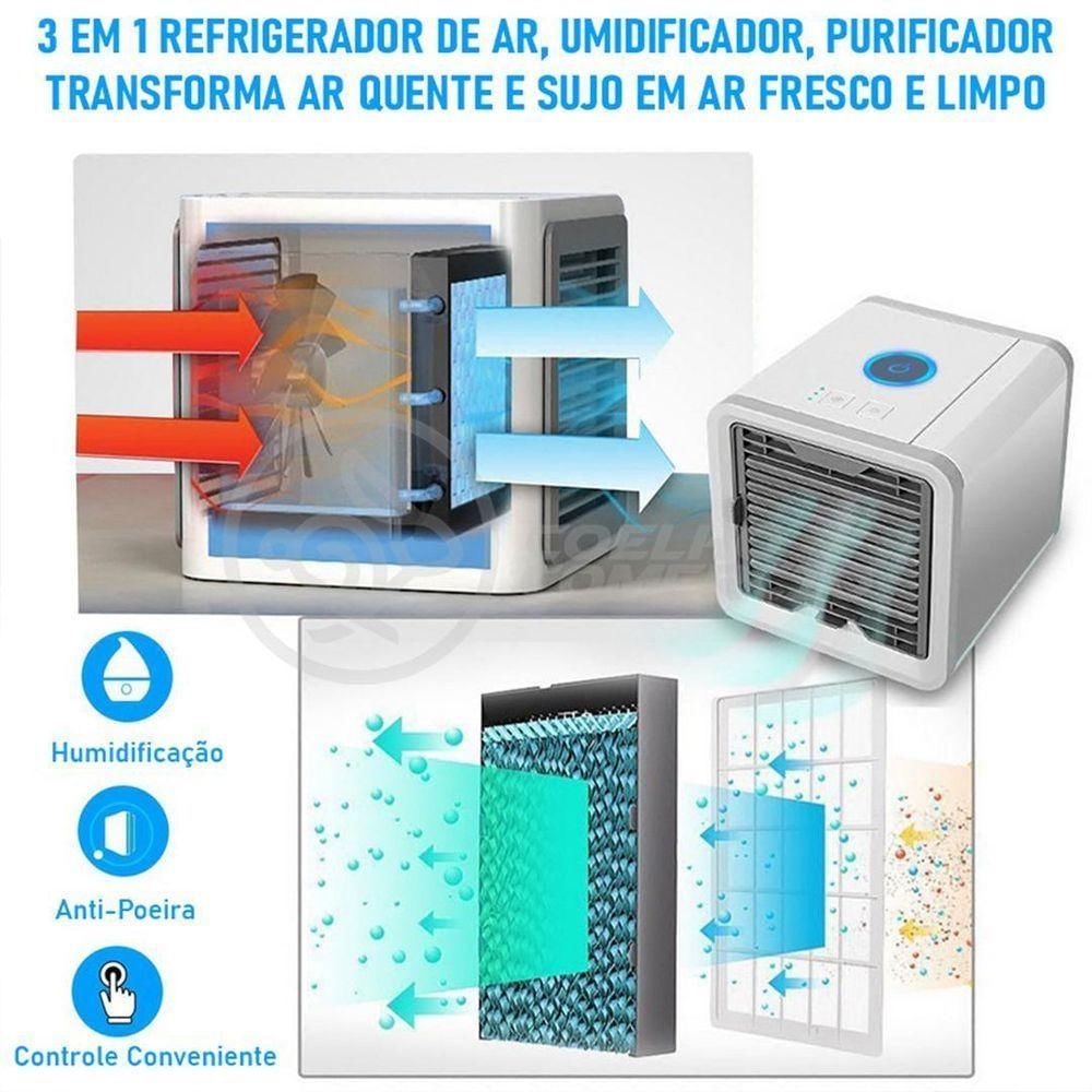Mini Ar Condicionado Umidificador Portátil Air Cooler 3 Vel