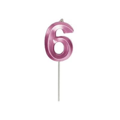 Vela De Aniversário Slim Metallic Pink Modelo ?