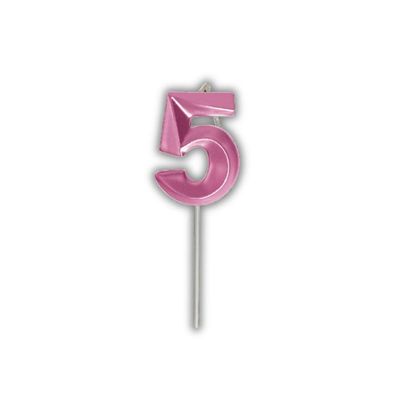 Vela De Aniversário Slim Metallic Pink Modelo ?