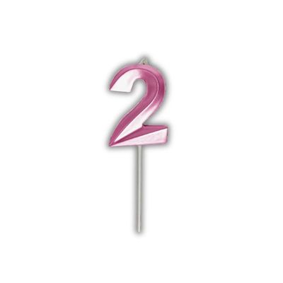 Vela De Aniversário Slim Metallic Pink Modelo ?